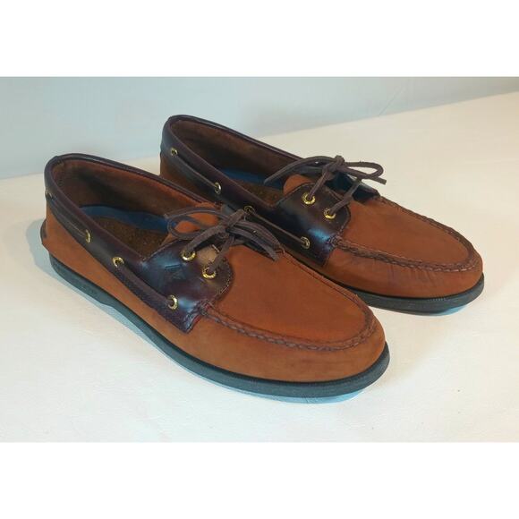 SPERRY LEWWARD TOP SIDER 2 EYED LEATHER BOAT SHOES MENS 13 BROWN - Picture 7 of 10